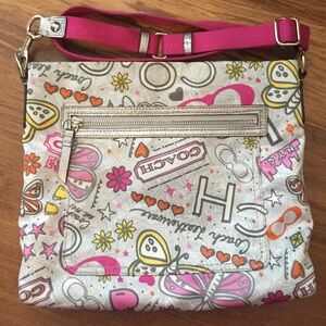 Coach poppy butterfly flower graffiti crossbody